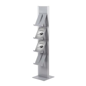Brochure Rack Totem Ασημί με Steel Brochure Shelves