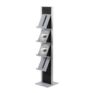Brochure Rack Totem Μαύρο με Steel Brochure Shelves