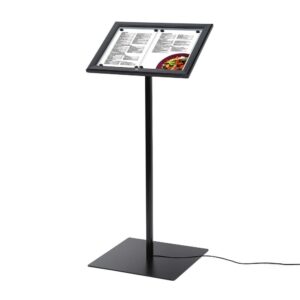 Μαύρο Lockable Menu Stand LED Φωτιζόμενο 2x A4