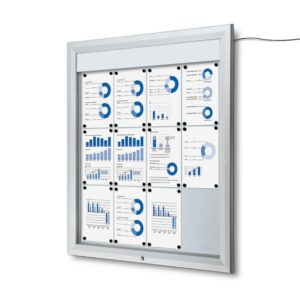 Εξωτερικού Χώρου Lockable Βιτρίνα Φωτιζόμενο Logo με Gas Spring 12x A4