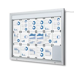 Εξωτερικού Χώρου Lockable Βιτρίνα Φωτιζόμενο Logo με Gas Spring 18x A4