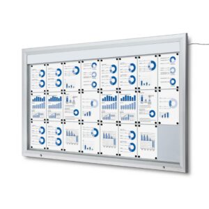 Εξωτερικού Χώρου Lockable Βιτρίνα Φωτιζόμενο Logo με Gas Spring 24x A4
