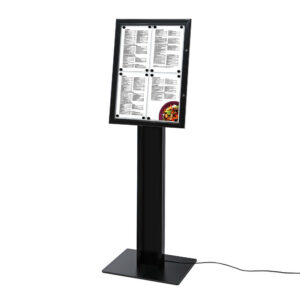 Μαύρο Επιδαπέδιο Menu Pole LED Φωτιζόμενο 4x A4