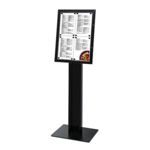 Μαύρο Επιδαπέδιο Menu Pole Μη Φωτιζόμενο 4x A4